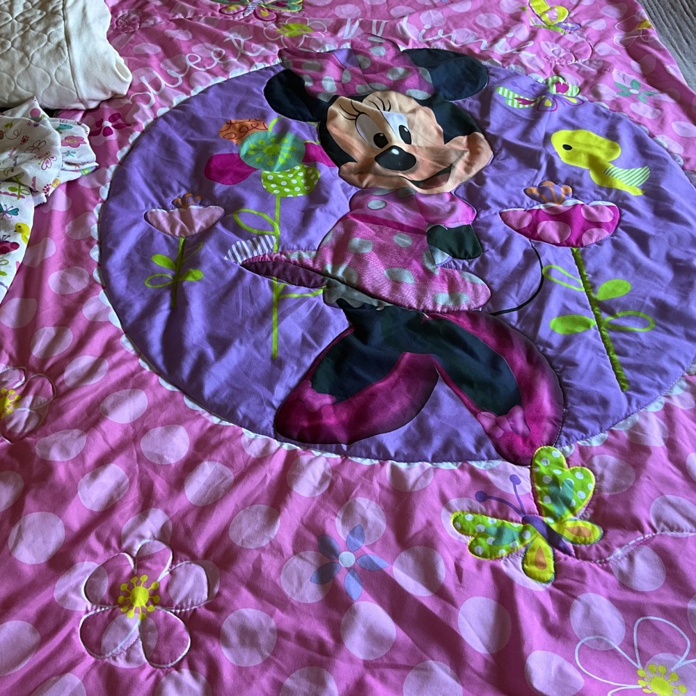 Disney Minnie Mouse Toddler‎ Quilt Blanket Flat/Fitted Sheet Set Mattress Cover